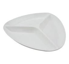 Prato de Petiscos Plástico 3 Divisórias 24x3cm Branco - Clink