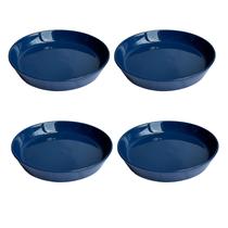 Prato de plantas GIKUPOM Blue Ceramic Deep Pot Bandeja de 13 cm - pacote com 4