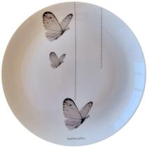 Prato De Porcelana Borboletas Pontinhos - 19 Cm Prato De Porcelana Borboletas Pontinhos - 19 Cm