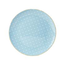 Prato De Porcelana para Sobremesa - Poá Azul Prato De Porcelana para Sobremesa - Poá Azul