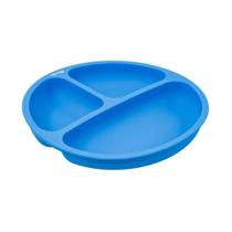 Prato de Silicone com Divisória Azul Infantil BPA Free