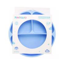 Prato De Silicone Com Divisória E Ventosa Soft Pimpolho Azul Prato De Silicone Com Divisória E Ventosa Soft Pimpolho Azul
