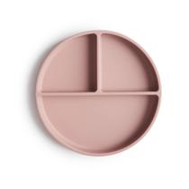 Prato de Silicone com Divisórias e Ventosa Rosa Mushie Prato de Silicone com Divisórias e Ventosa Rosa Mushie