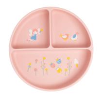 Prato De Silicone Com Ventosa e Divisórias Fadinha Rosa Büp Baby Prato De Silicone Com Ventosa e Divisórias Fadinha Rosa Büp Baby