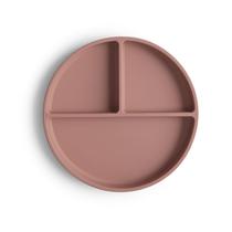 Prato de Silicone com Ventosa mushie Livre de BPA na Cor Mauve Nublado