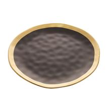 Prato de sobremesa 21 cm de porcelana preto e dourado Dubai 18066