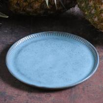 Prato de Sobremesa 21cm Porto Brasil Linhas Breeze Cerâmica Azul Decorada Mesa Posta Prato de Sobremesa 21cm Porto Brasil Linhas Breeze Cerâmica Azul Decorada Mesa Posta