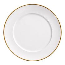 Prato de Sobremesa Branco de Vidro Opaline Borda Filete Dourado 19cm Haüskraft