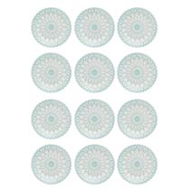 Prato de Sobremesa Cerâmica 18cm Estampa Mandala 12 Unidades - Biona 091080 Prato de Sobremesa Cerâmica 18cm Estampa Mandala 12 Unidades - Biona 091080