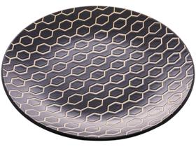 Prato De Sobremesa Cerâmica Colmeia Preto Lyor 20 Cm Prato De Sobremesa Cerâmica Colmeia Preto Lyor 20 Cm