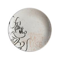 Prato de Sobremesa Cerâmica Minnie Mouse Disney Cinza e Rosê 20cm - Tuut - Yangzi