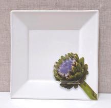 Prato de Sobremesa Cerâmica Quadrado Estampa Alcachofra (Kit 6 Peças) - Porto Brasil Prato de Sobremesa Cerâmica Quadrado Estampa Alcachofra (Kit 6 Peças) - Porto Brasil