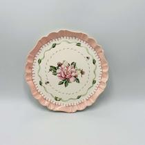 Prato de Sobremesa Classic Peony Estampa Borda Scalla Cerâmica 20cm Prato de Sobremesa Classic Peony Estampa Borda Scalla Cerâmica 20cm