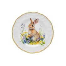 Prato de sobremesa coelho amarelo melamina 22cm tok da casa