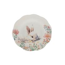Prato de sobremesa coelho no jardim 21cm tok da casa