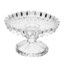 Prato de Sobremesa com Pé Cristal Boleira Porta Bolo Centro de Mesa Suporte Geneva 14cm Wolff