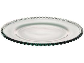 Prato de Sobremesa de Cristal Bolinha Verde 20cm Prato de Sobremesa de Cristal Bolinha Verde 20cm