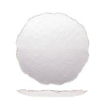 Prato de Sobremesa de Cristal Martelado com Borda Dourada para Servir 20cm Wolff
