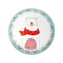 Prato De Sobremesa De Porcelana Urso Polar Natal 21Cm