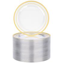 Prato de sobremesa descartável BESTVIP de plástico transparente 18 cm 100 unidades Prato de sobremesa descartável BESTVIP de plástico transparente 18 cm 100 unidades