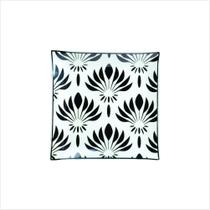 Prato De Sobremesa Em Vidro Flor De Lotus Black & White 18cm Prato De Sobremesa Em Vidro Flor De Lotus Black & White 18cm