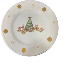 PRATO DE SOBREMESA NATALINO DE PORCELANA RENA 20x20 cm UDI0024