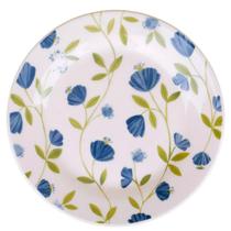 Prato de Sobremesa Oxford em Cerâmica Flores Azuis 18cm
