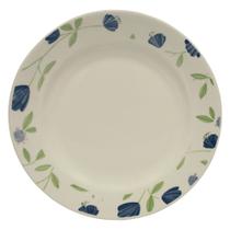 Prato de Sobremesa Oxford em Cerâmica Flores Azuis 18cm