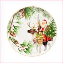 Prato de sobremesa papai noel em cerâmica - 19cm Prato de sobremesa papai noel em cerâmica - 19cm
