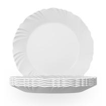 Prato de Sobremesa Pétala Branco Vidro Bolos Tortas 6 uni Prato de Sobremesa Pétala Branco Vidro Bolos Tortas 6 uni