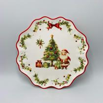 Prato de Sobremesa Porcelana 20,5cm Estampa Toys Branco e Vermelho