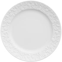 Prato de Sobremesa Porcelana 20,5cm Relevo Tassel Germer Redondo Branco Prato de Sobremesa Porcelana 20,5cm Relevo Tassel Germer Redondo Branco