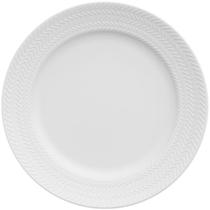 Prato de Sobremesa Porcelana 21cm Redondo Germer Chevron Branco com Relevo Prato de Sobremesa Porcelana 21cm Redondo Germer Chevron Branco com Relevo