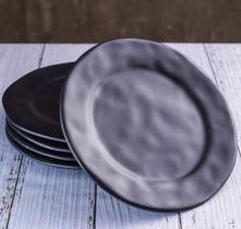 Prato de sobremesa preto fosco amassada (unidade) - Scalla Prato de sobremesa preto fosco amassada (unidade) - Scalla