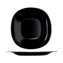 Prato de Sobremesa Preto Quadrado Square 20cm Vidro Opalino Em Casa Tem