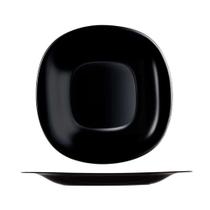 Prato De Sobremesa Preto Quadrado Square 20cm Vidro Opalino Em Casa Tem