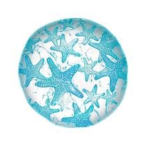 Prato de Sobremesa Vidro Star Perola c/2 Tons de Azul 21cm