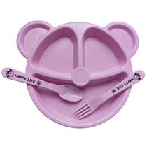 Prato de Urso Infantil Para Bebê com Divisórios e Talheres - Genérico Prato de Urso Infantil Para Bebê com Divisórios e Talheres - Genérico