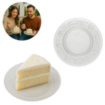 Prato De Vidro Angel para Sobremesas Bolo Festas 14cm