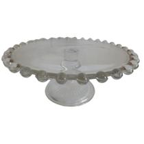 Prato De Vidro Com Bordas Trabalhadas Com Base - Ø8cm.