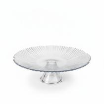 Prato de Vidro com Pé para Servir Bolos / Doces Veneza 22,8x22,8x5cm Prato de Vidro com Pé para Servir Bolos / Doces Veneza 22,8x22,8x5cm