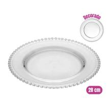 Prato De Vidro Cristal Decorado Com Bolinhas Grande 28 Cm