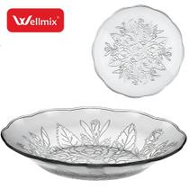 Prato de Vidro Fundo Foglia Transparente 22cm Ø KIT 6 peças