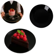 Prato de Vidro Opaline Preto 19cm para Sobremesa