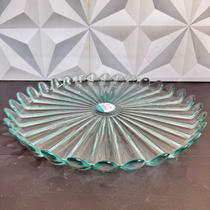 Prato de vidro para bolo transparente petala boleira decorado para cozinha porta bolos vitazza doce redondo sem tampa