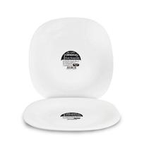 Prato de vidro quadrado raso branco pequeno premium 21,6cm - ORIGINAL LINE