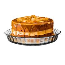 Prato de Vidro Retrô Com Borda Para Bolo Pudim Torta Sobremesa Natal 30cm Resistente DCasa 30x6cm