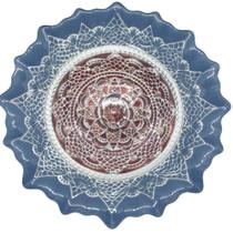Prato decorativo Azul/Marrom em vidro 22cm