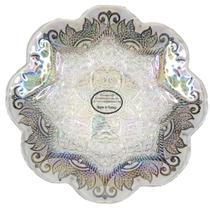 Prato Decorativo Branco/Cinza em vidro 22cm - EfeCam