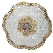 Prato decorativo Branco com detalhes em dourado em vidro 21cm - EfeCam